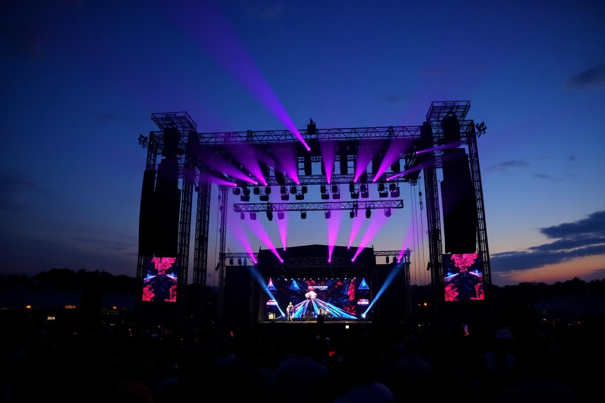 Festival main stage at night